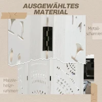 HOMCOM Biombo Dobrável de 3 Painéis de Madeira 120x170 cm Biombo Separador de Ambientes com Padrões Gravados Elegantes Branco(m-5)