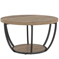 HOMCOM Salontafel met 2 niveaus, woonkamertafel 80 x 80 x 43,8 cm, bruin/zwart(m-14)