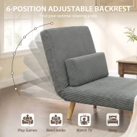 HOMCOM Slaapfauteuil 3-in-1, uitschuifbare fauteuil in cord met slaapfunctie verstelbare rugleuning, kussen donkergrijs(m-5)