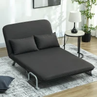 HOMCOM Two-Seater Click-Clack Sofa Bed - Charcoal Grey(m-10)
