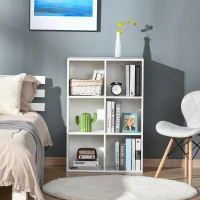 HOMCOM Librería de 3 Niveles, Estantería para Libros con 6 Cubos de Almacenaje, para Sala de Estar, Dormitorio, Estudio, Oficina, 65,5x30x97,5 cm, Blanco(m-10)