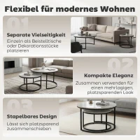 HOMCOM 2-delige set salontafels bijzettafels, industriële stijl, 78,5 cm x 78,5 cm x 46,5 cm, grijs(m-5)