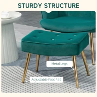 HOMCOM Modern Armchair with Footstool, Upholstered Accent Chair with Ottoman, Steel Legs, Velvet Wingback Chair for Living Room, Bedroom, Home Study, Dark Green(m-5)