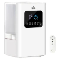 HOMCOM 6L Warm Cool Mist Humidifiers for Bedroom, Air Humidifiers with Remote, LED Display, Quiet Operation with Auto Mode, Up to 13H for 40 ㎡, White(m-1)