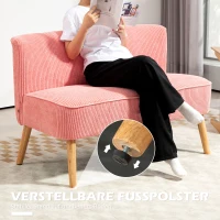 HOMCOM Tweezitsbank, Elegant Scandi Design, Stevig Houten Frame, tot 150 kg, 117 x 56,5 x 77 cm, Roze(m-7)