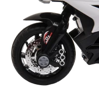HOMCOM Elektrische kindermotorfiets, verlichting & geluiden, 3 km/u, oplaadbaar, kunststof & metaal, Zwart/Wit(m-10)