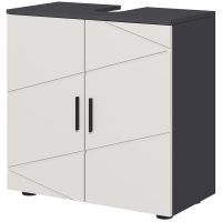 kleankin Badkamerkast, Badmeubel, Wastafelonderkast, 2 Niveaus, Hout, Lichtgrijs