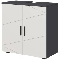 kleankin Badkamerkast, Badmeubel, Wastafelonderkast, 2 Niveaus, Hout, Lichtgrijs(m-1)