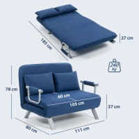 HOMCOM Two-Seater Click-Clack Sofa Bed - Dark Blue(m-3)