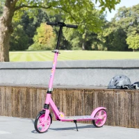 AIYAPLAY Foldable Kids Scooter with Adjustable Handlebar, 200mm Big Wheel, Rear Fender Brake, for Ages 6-12 Years, Pink(m-10)