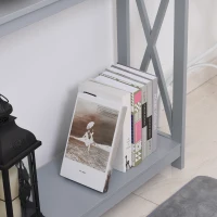 HOMCOM Console Table Hallway Desk w/Storage Shelf, X Design for Living Room Entryway, Grey(m-8)