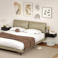 HOMCOM Conjunto de 2 Mesas de Cabeceira Flutuantes com 1 Gaveta para Quarto 40x30x15 cm Preto(m-9)