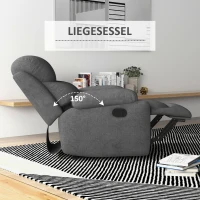 HOMCOM Relaxstoel, TV-stoel met ligfunctie en stoffen bekleding  Geniet van ultiem comfort met de HOMCOM Relaxstoel Deze TV-stoel is voorzien van een handige ligfunctie en heeft een stijlvolle stoffen bekleding met een lederlook(m-4)