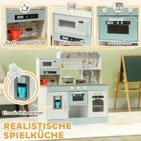 AIYAPLAY Speelkeukenset, Kinderkeuken met Effecten, Koffiezetapparaat, Oven, Veel Opbergruimte, MDF, Roestvrijstaal, voor Kinderen vanaf 3 Jaar(m-5)