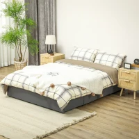 HOMCOM Cama Doble 140x190 cm Somier con 3 Cajones y Estructura de Metal Carga 363 kg Gris(m-10)