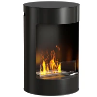 HOMCOM Bio-ethanol haard, vrijstaand, binnen-ethanolhaard, staal, roestvrij staal, glas, zwart(m-11)