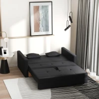 HOMCOM Sofá Cama de 2 Plazas Sofá Cama Tapizado en Poli Algodón con 2 Cojines Desmontables y Espacio de Almacenamiento Sofá Doble para Salón Oficina  152x101x81 cm Gris Carbón(m-7)