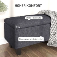 HOMCOM Opbergbank in linnenlook met rubberhouten poten, voor woonkamer, slaapkamer en hal, donkergrijs(m-5)