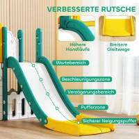 AIYAPLAY 9-in-1 Glij- en Schommelset voor peuters, met basketbalring, telescoop, tekenbord, kikkerontwerp, Geel+Groen(m-5)
