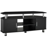 HOMCOM Meuble TV meuble télé bois banc TV pour téléviseur jusqu'à 55 pouces avec grand plateau, placards à portes et(m-12)