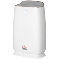 HOMCOM Purificador de Aire con Filtro HEPA de 3 Capas CADR 220 m³/h hasta 28 m² Purificador de Sobremesa 30x17x53 cm Blanco(m-12)