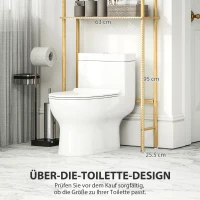 HOMCOM Ruimtebesparend Toiletregal 3 Niveaus, Natuurlijk Hout 69 x 25,5 x 181 cm(m-4)
