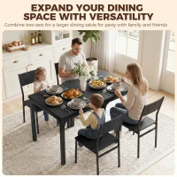 HOMCOM 3 Piece Space-Saving Kitchen Table and Chairs, Dining Table Set for 2 with Metal Legs, Black Wood Effect(m-7)
