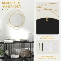 HOMCOM Wanddecoratie, ronde wandspiegel, metalen lijst, Φ65 cm, Kleur: Goud(m-5)