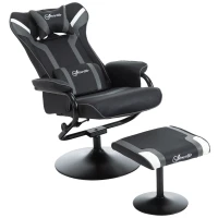 Vinsetto Reclining Chair and Stool Set, Recliner Chair with Headrest, Gaming Chair with Lumbar Support, Pedestal Base for Home Office, Grey(m-10)