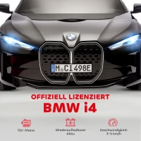 HOMCOM Kinderauto Elektroauto BWM i4 3-5 km/h Afstandsbediening Multimedia-speler Zwart(m-4)