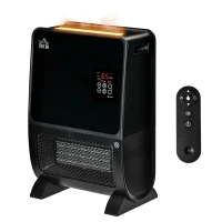 HOMCOM 2 in 1 luchtverhitter met afstandsbediening luchtbevochtiger keramisch LED licht bevochtigingsfunctie 8-uurs timer kachel verwarming 2000W ABS zwart 33 x 21 x 49.5 cm(m-10)