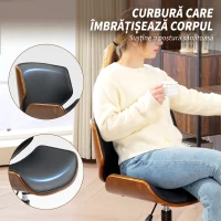 HOMCOM Scaun Birou Rotativ, Altezza Reglabil, In Piele Pu E Lemn Curbat(m-4)