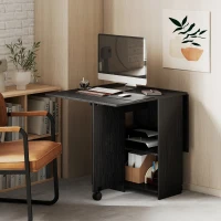 HOMCOM Klapptisch Esstisch, ausziehbarer Küchentisch für 2 à 4 Personen, 2 Klappen, 120 x 72 x 75 cm, Schwarz(m-5)