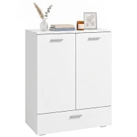 HOMCOM Buffet moderne, armoire de rangement autoportante avec tiroir et tablette réglable, Blanc(m-7)