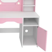 AIYAPLAY Tocador de Maquillaje Niña con Espejo de LED de 2 Colores Taburete 2 Armarios Cajón Estantes Compartimento Rosa(m-12)