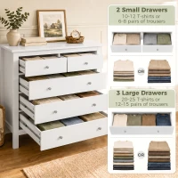 HOMCOM Modern Chest of Drawers, 5 Drawer Storage Cabinet with Metal Handles and Runners for Bedroom, White(m-4)