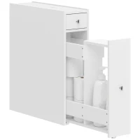 HOMCOM Dulap Baie Slim cu 2 Sertare și Compartiment Deschis, 16x48x58 cm, Alb(m-11)
