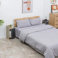 HOMCOM Comodino Moderno Grigio con Ripiano Aperto, Set 2 Pezzi in Truciolato per Camera da Letto e Soggiorno, 27x25x60cm(m-10)