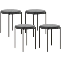HOMCOM Keukenkrukken 4-stuks Set, Stapelbaar, Fluweeloptiek, tot 100kg, Metalen Frame, 41,5 x 41,5 x 46 cm, Donkergrijs(m-10)