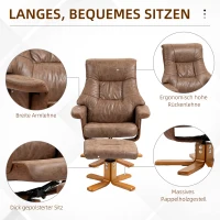 HOMCOM Relaxstoel met voetenbank, 360° draaibaar, 135° kantelbaar, ademende bekleding, 78 x 82,5 x 109 cm, bruin(m-7)