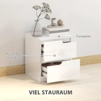 HOMCOM Nachtkastje, Bijzettafel met Laden, Spaanplaat, Stijlvol, Wit(m-5)