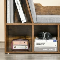 HOMCOM Bibliothèque banc 2 en 1 avec coussins de siège, étagère cube 6 compartiments ouverts, 102 x 30 x 61 cm, brun rustique(m-8)