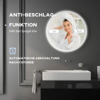 kleankin Badkamerspiegel met LED-verlichting, aanraaksensor en anti-condensfunctie(m-6)