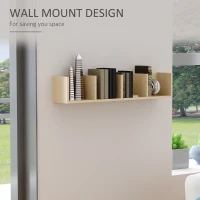 HOMCOM Wall Mount 84 CD / 56 DVD/Blu-ray/ Media Storage Rack 4 Cubes Wooden Shelf Organizer Unit Bookcase Display, Natural(m-4)