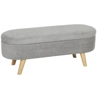 HOMCOM Banc banquette bout de lit coffre de rangement 2 en 1 en tissu avec pieds en bois 110l x 40P x 43H cm gris clair(m-11)