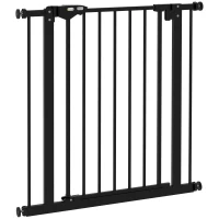 PawHut Cancellino per Cani e Animali Domestici con Chiusura Automatica per Scale e Ingressi, 68x77 cm, Nero(m-1)