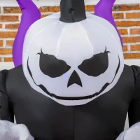 Outsunny spook met pompoenkop, opblaasbaar Halloweendecor met blauw vlammeneffect, 88 x 79 x 210 cm(m-9)