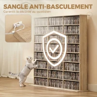 HOMCOM Meuble de rangement 1032 CDs / 594 DVDs, étagère multimédia, 24 compartiments et 18 étagères ajustables, chêne(m-6)