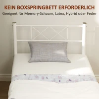 HOMCOM Eenpersoonsbedframe met Hoog Hoofdeinde, Eenvoudige Montage, Opbergruimte onder het Bed, Staal, Wit(m-6)