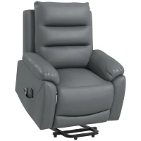HOMCOM Electric Riser and Recliner for Elderly with 8 Vibration Massage, PU Leather Power Lift Recliner Chair for Living Room with Side Pockets, Footrest, Grey(m-1)